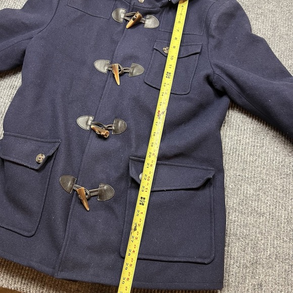 BGSD Men's Duffle Wool Blend Toggle Hooded Quilted Medium Blue Dock Nautical EUC - Picture 4 of 14